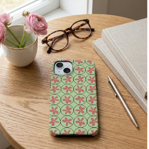 Étui de téléphone mat floral pêche rétro groovy