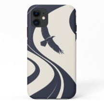 Étui de téléphone minimaliste oiseau abstrait Navy