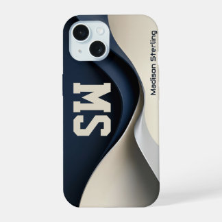 Étui de téléphone Navy & Cream Abstract Wave