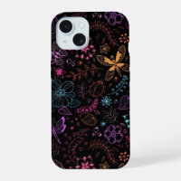 Étui de téléphone papillon floral néon