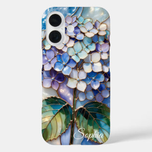 Étui de téléphone personnalisé à l'hortensia bleu 
