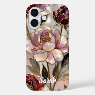 Étui de téléphone personnalisé Pivoine Rose Doré F