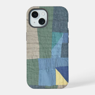 Étui de téléphone plaid moderne patchwork en lin