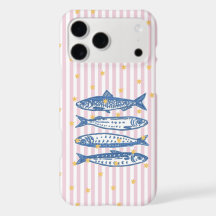 Étui de téléphone rayé poisson rose | Esthétique c