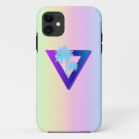 ÉTUI DE TÉLÉPHONE TRIANGLE PALMIERS SYNTHWAVE RETR