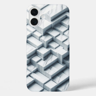 Étui en marbre blanc géométrique 3D de luxe - Mode
