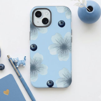 Étui Fleur Bleu Pastel Esthétique pour Myrtille