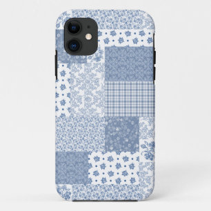 Étui Indigo et Blanc Faux Patchwork pour iPhone 5/