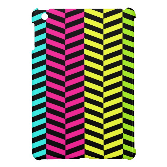 Étui iPad Mini Mini cas d'iPad au néon de Chevron (Dos)