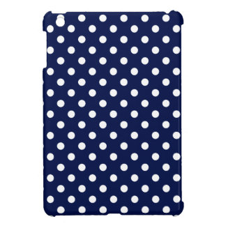 Étui iPad Mini Motif de point de polka de bleu marine et de blanc