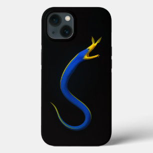Étui iPhone 13 Black 4 Luxe, Anguille Ruban Bleu
