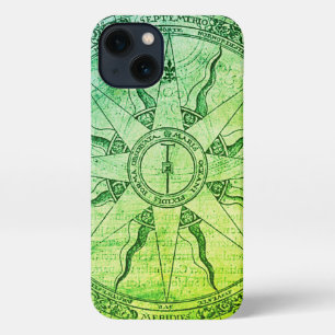 Etui iPhone 13 Coque iphone vert du vieux Rose Compass