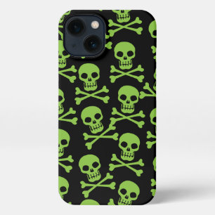Etui iPhone 13 Motif vert coque iphone Pirate Skull Crossbones