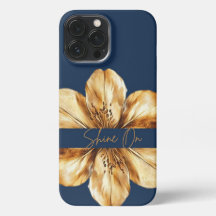 Floral bleu et or iPhone 13 Coque