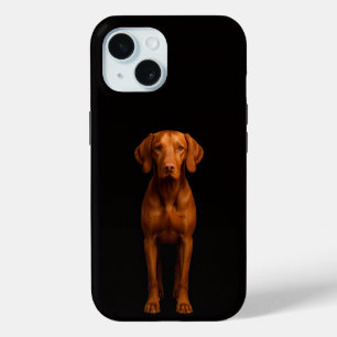 Étui iPhone 15 Black 4 Luxe, chien Vizsla Agile