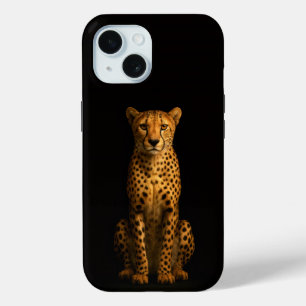 Étui iPhone 15 Black 4 Luxe, Guépard Élégant