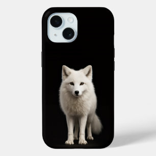 Étui iPhone 15 Black 4 Luxe, Renard Arctique Ivoir
