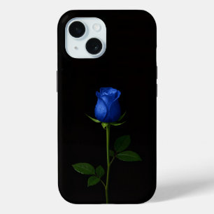 Étui iPhone 15 Black 4 Luxe, Rose Bleu de Minuit