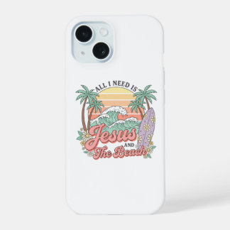 Étui iPhone 15 Jésus et la Plage