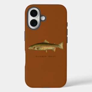 Étui iPhone 16 Marron Selle Truite Arc-en-ciel