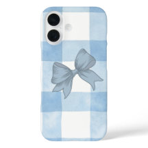 Étui iPhone à carreaux bleus mignon.