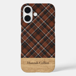 Étui iPhone à carreaux tartan brun personnalisé