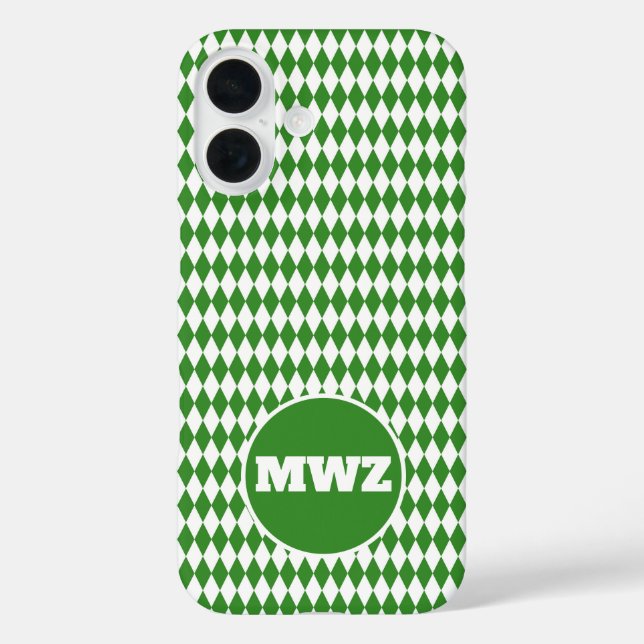 Étui iPhone à monogramme diamant vert (Verso)