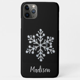 Étui iPhone à monogramme noir pailleté
