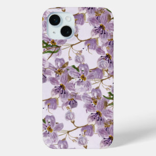 Étui iPhone à motif floral aquarelle violet 