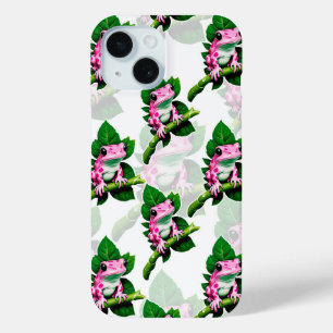 Étui iPhone à motif Grenouille rose sur feuille ve