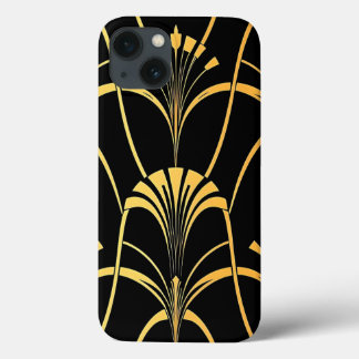 Étui iPhone à motif noir et or Art Déco
