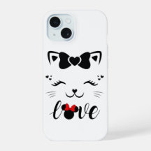 Étui iPhone avec Minnie Mouse et chat mignon amour