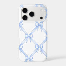 Étui iPhone Blue Bow Trellis | Coquette Lattice