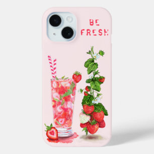 Étui iPhone Boisson Jus de Fraise - Texte personna