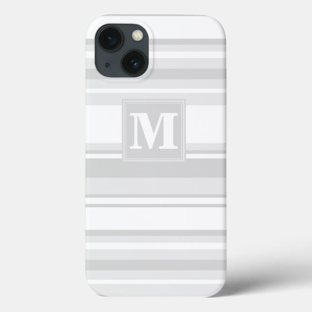 Étui iPhone Case-Mate à rayures gris clair Monogra (Verso)