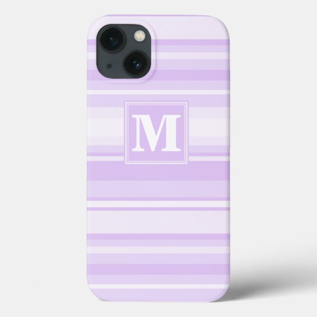 Étui iPhone Case-Mate à rayures lilas monogramme (Verso)