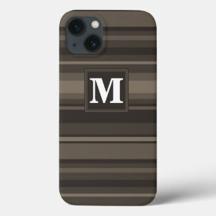 Étui iPhone Case-Mate à rayures taupe et monogramm