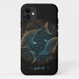 Étui iPhone Case-Mate Poissons zodiaque noir et or