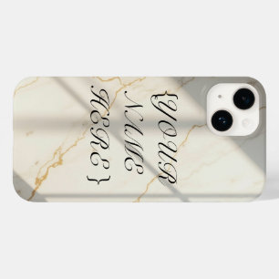 Étui iPhone Crème avec Marbre et Monogramme Presqu