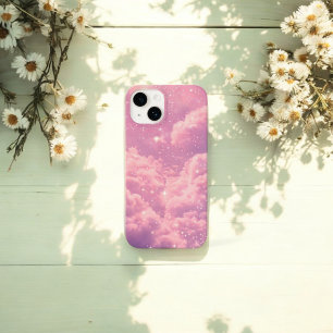 Étui iPhone esthétique nuage rose, design ciel de