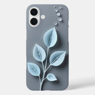 Étui iPhone Feuilles Bleues avec Rosée