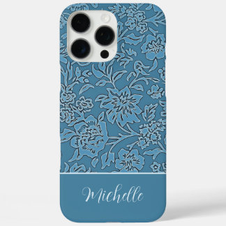 Étui iPhone / iPad à fleurs bleu personnalisé