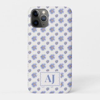Étui iPhone / iPad à fleurs violettes avec initial