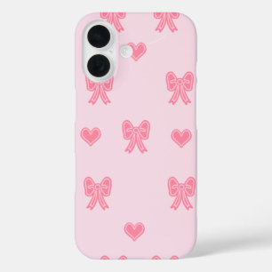Étui iPhone / iPad Mignon Nœuds Roses et Cœurs Coq