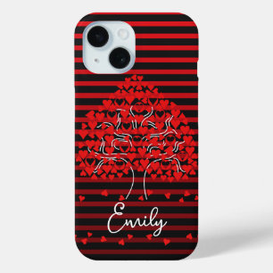Étui iPhone Love Tree Rayure Rouge Noir