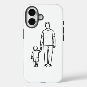Étui iPhone minimaliste en dessin au trait de père