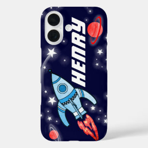 Étui iphone nom personnalisé marine spatiale fusée