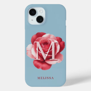 Étui iPhone Rose Initiale Personnalisée Fleur Mo
