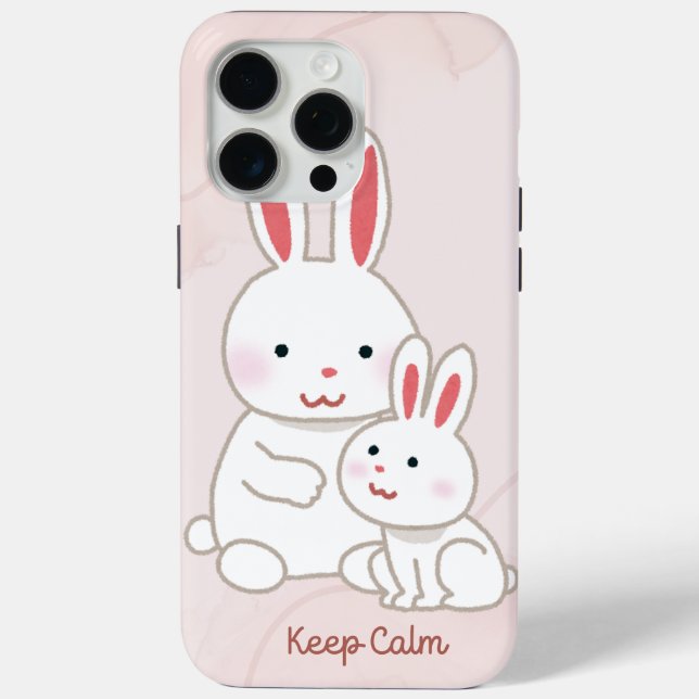 Étui 'Keep Calm' Bunny pour iPhone 15 Pro Max (Verso)