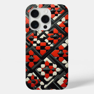 Étui Mandala Géométrique 3D Moderne - Rouge Gras, 